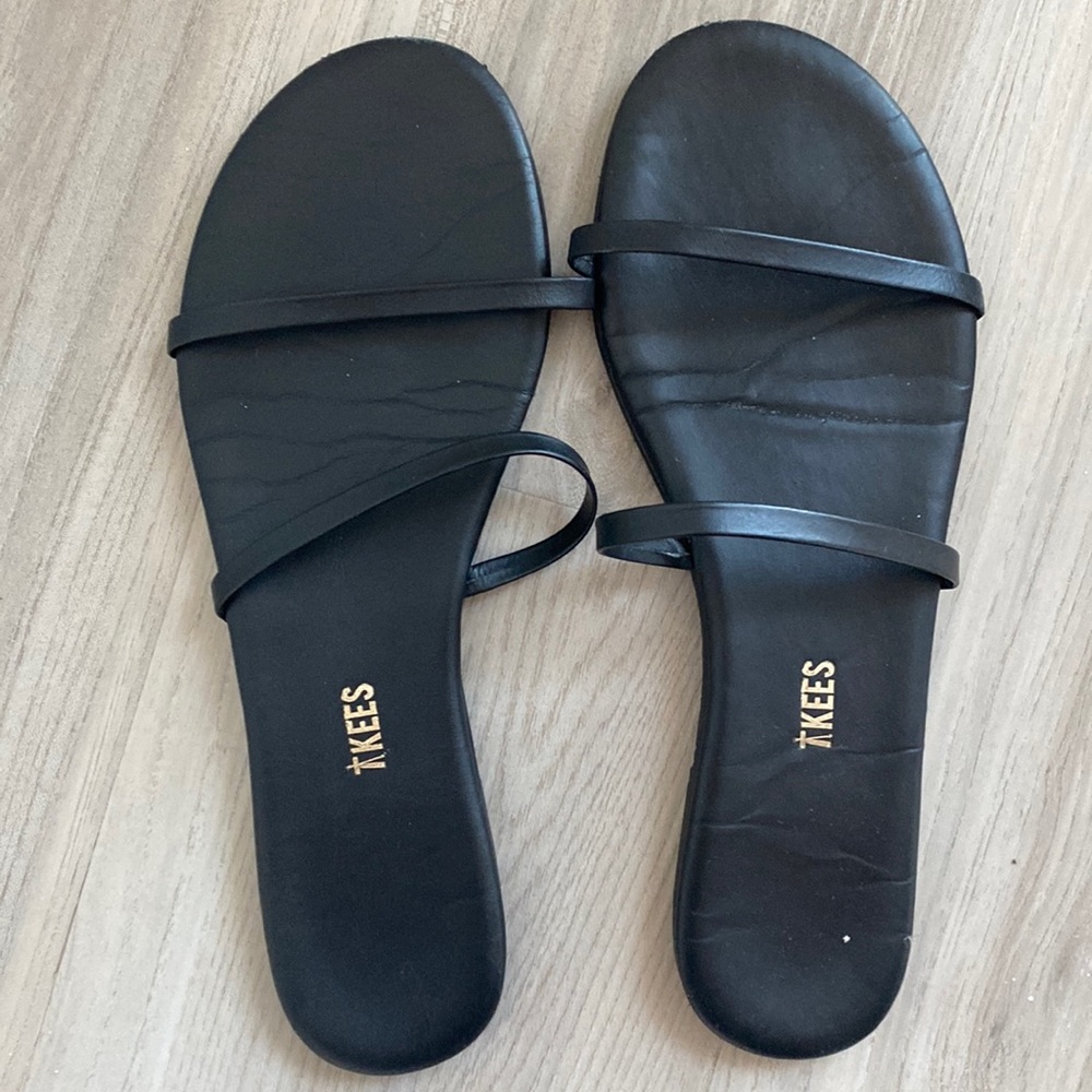 Tkees Black thin two strap slide open sandal
